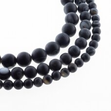 Dryžuotas agatas, natūralus, A kokybė, dažytas, matinis, apvali forma, juoda spalva, 37-39 cm/gija, 4, 6, 8, 10, 12, 14 mm Dryžuotas agatas, natūralus, A kokybė, dažytas, matinis, apvali forma, juoda spalva, 37-39 cm/gija, 4, 6, 8, 10, 12, 14 mm
