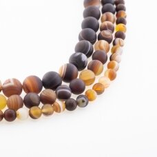 Striped Agate, Natural, A Grade, Dyed, Matte Round Bead, Coffee, 37-39 cm/strand, 4, 6, 8, 10, 12, 14, 16 mm