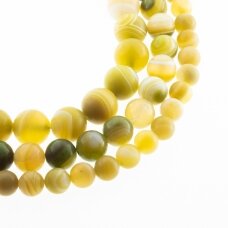 Striped Agate, Natural, A Grade, Dyed, Matte Round Bead, Light Green, 37-39 cm/strand, 4, 6, 8, 10, 12, 14 mm