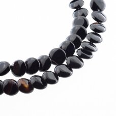 Dryžuotas agatas, natūralus, B kokybė, dažytas, persidengusio išgaubto disko forma, juoda-ruda spalva, 37-39 cm/gija, 12 mm Dryžuotas agatas, natūralus, B kokybė, dažytas, persidengusio išgaubto disko forma, juoda-ruda spalva, 37-39 cm/gija, 12 mm