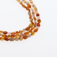 Striped Agate, Natural, B Grade, Dyed, Pebble Bead, Red, 37-39 cm/strand, M size about 5x6-7x10 mm