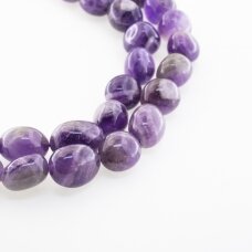 Banded Amethyst, Natural, B Grade, Pebble Bead, Violet, 37-39 cm/strand, about 11x13-12x16 mm