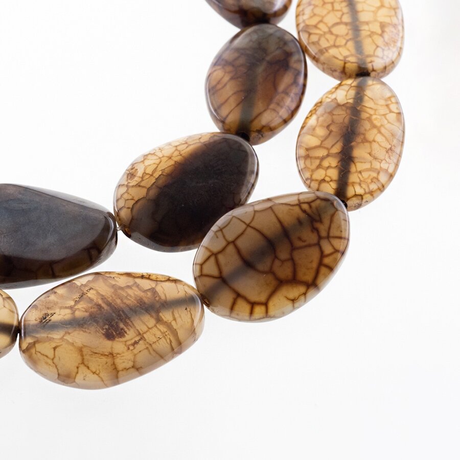 Dragon Veins Agate, Natural, Dyed, Twisted Flat Oval Bead, Light Coffee, 37-39 cm/strand, 25x35 mm Dragon Veins Agate, Natural, Dyed, Twisted Flat Oval Bead, Light Coffee, 37-39 cm/strand, 25x35 mm