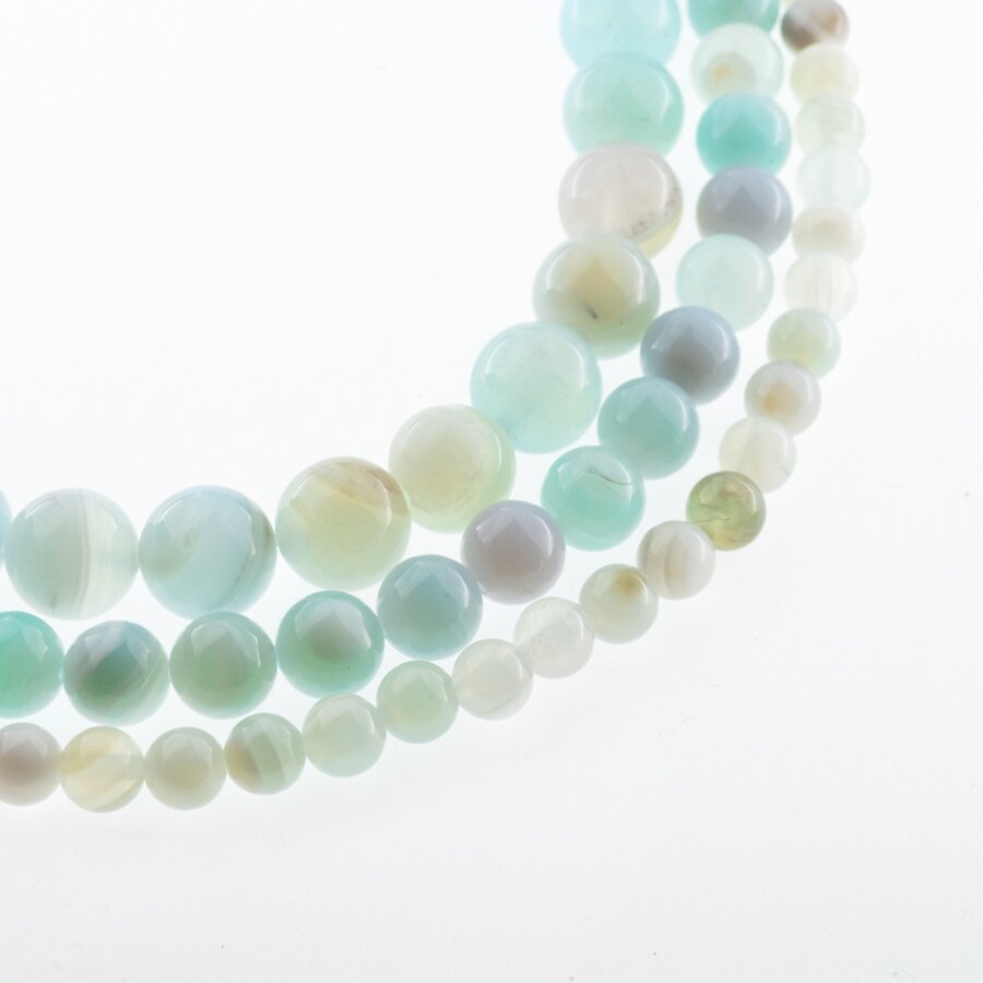 Striped Agate, Natural, A Grade, Dyed, Round Bead, Light Turquoise, 37-39 cm/strand, 4,  6, 8, 10, 12, 14 mm
