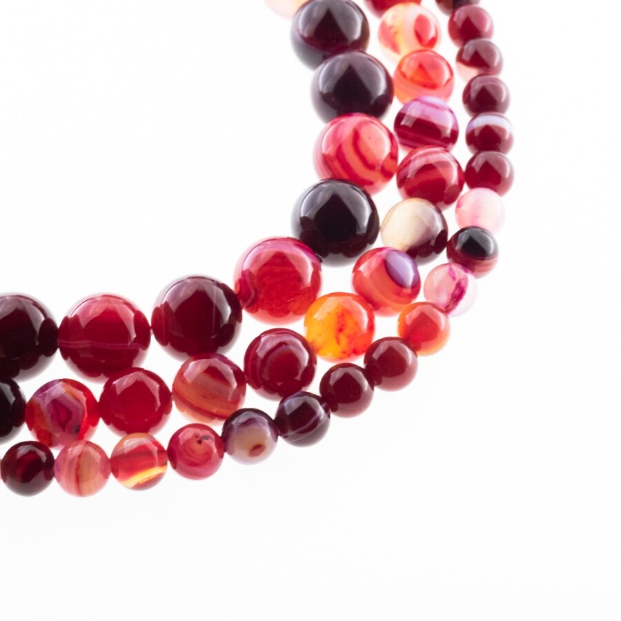 Striped Agate, Natural, A Grade, Dyed, Round Bead, Dark Red, 37-39 cm/strand, 4, 6, 8, 10, 12, 14 mm Striped Agate, Natural, A Grade, Dyed, Round Bead, Dark Red, 37-39 cm/strand, 4, 6, 8, 10, 12, 14 mm
