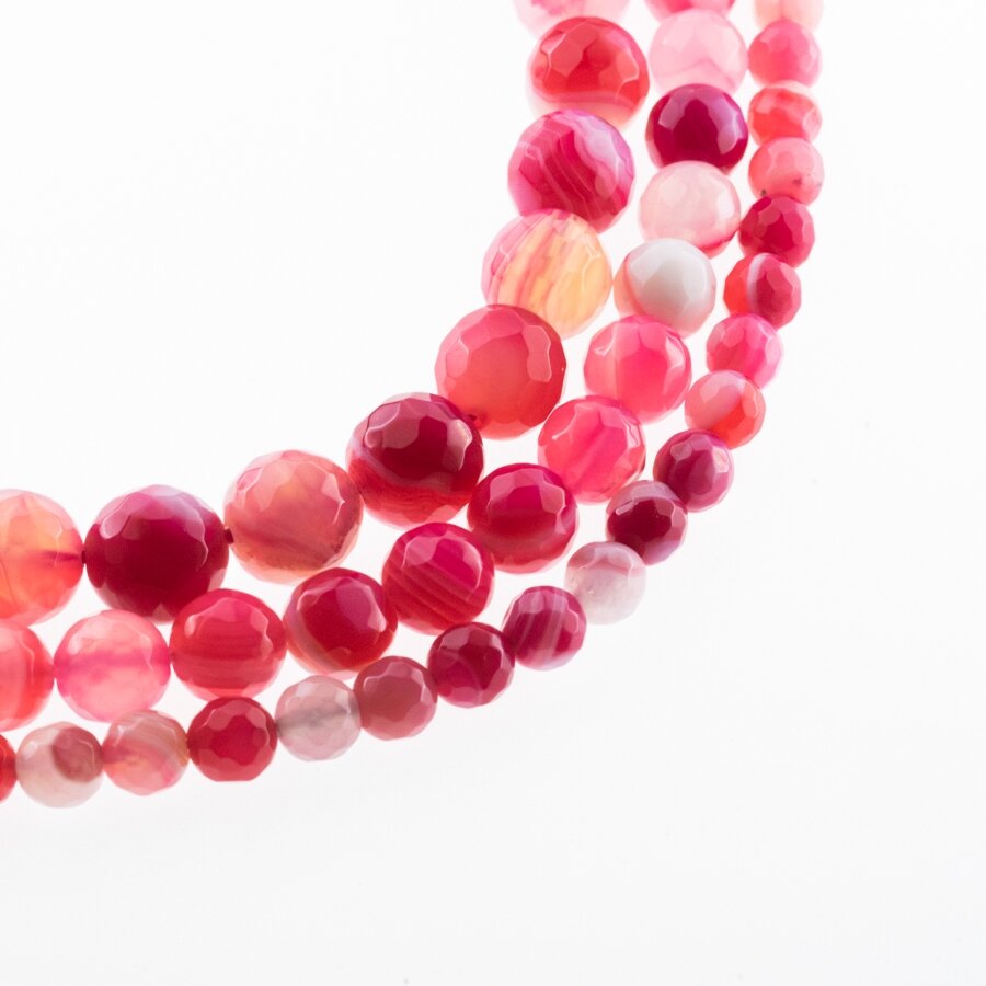 Striped Agate, Natural, A Grade, Dyed, Faceted Round Bead, Light Pink, 37-39 cm/strand, 4, 6, 8, 10, 12, 14 mm Striped Agate, Natural, A Grade, Dyed, Faceted Round Bead, Light Pink, 37-39 cm/strand, 4, 6, 8, 10, 12, 14 mm