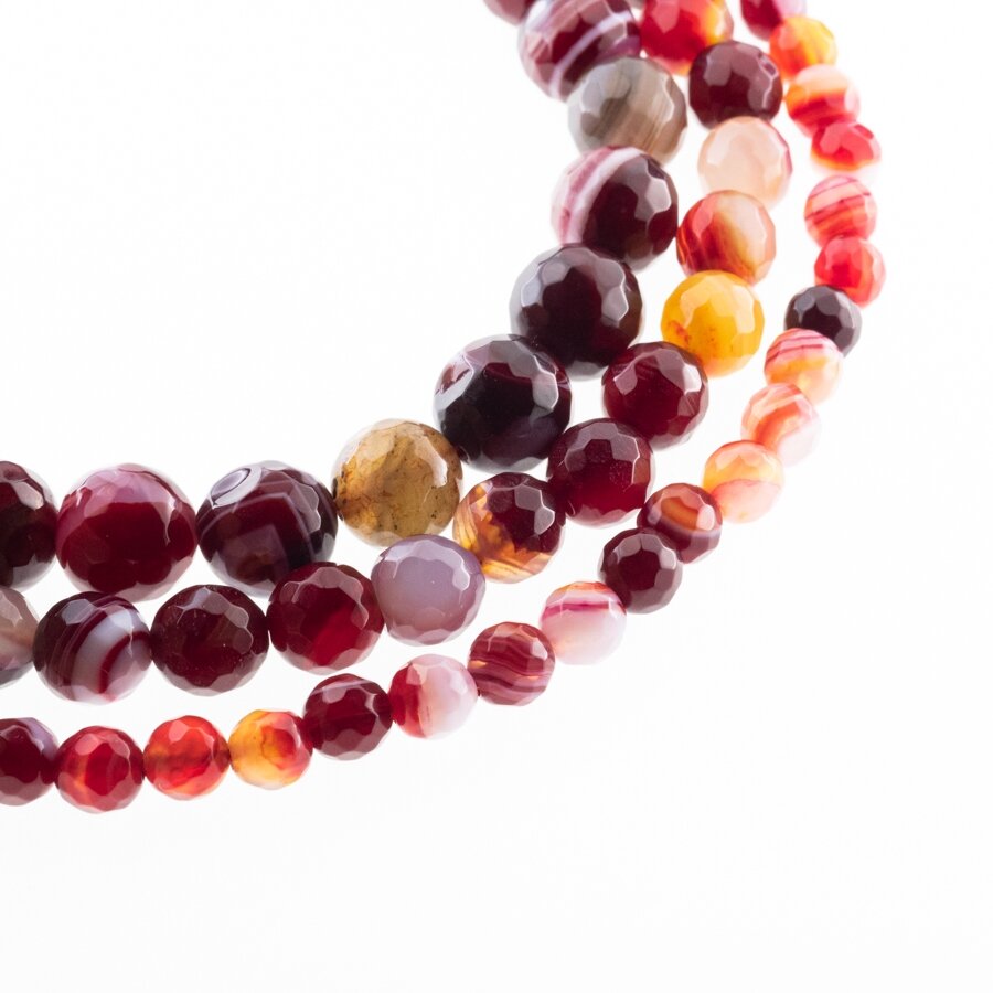 Striped Agate, Natural, A Grade, Dyed, Faceted Round Bead, Dark Red, 37-39 cm/strand, 4, 6, 8, 10, 12, 14 mm Striped Agate, Natural, A Grade, Dyed, Faceted Round Bead, Dark Red, 37-39 cm/strand, 4, 6, 8, 10, 12, 14 mm