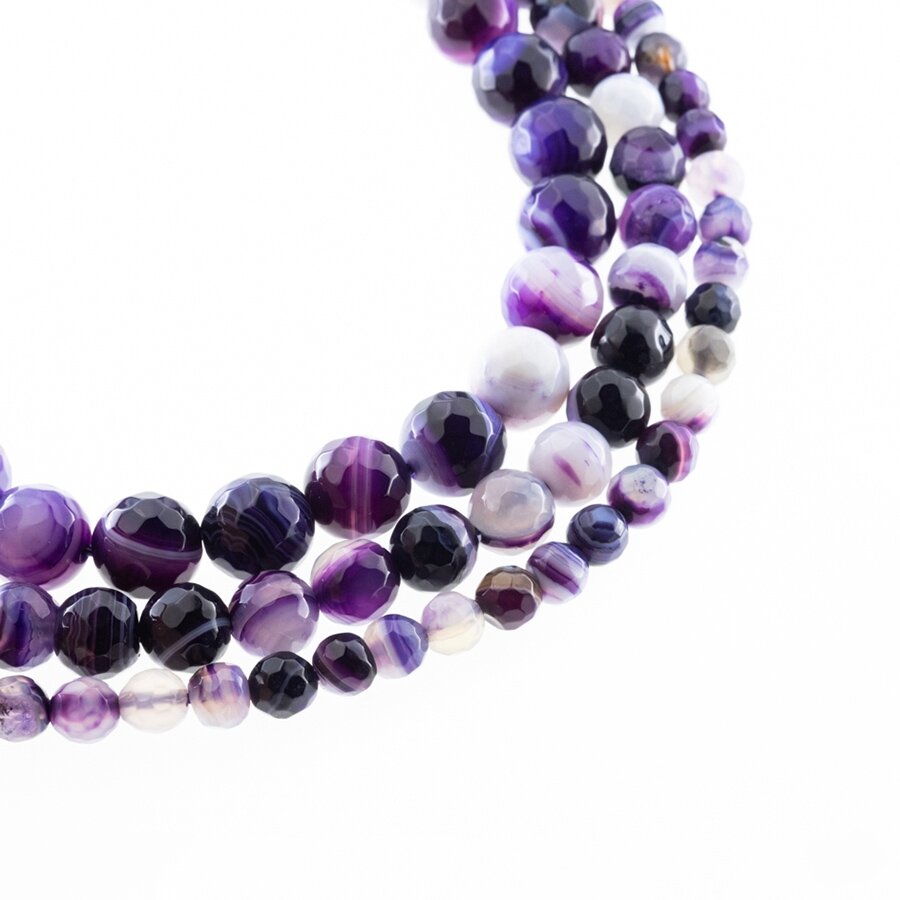 Striped Agate, Natural, A Grade, Dyed, Faceted Round Bead, Violet, 37-39 cm/strand, 4, 6, 8, 10, 12, 14 mm Striped Agate, Natural, A Grade, Dyed, Faceted Round Bead, Violet, 37-39 cm/strand, 4, 6, 8, 10, 12, 14 mm