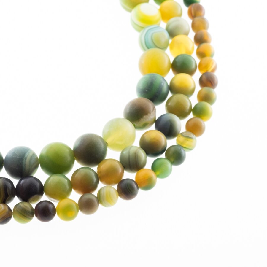 Striped Agate, Natural, A Grade, Dyed, Matte Round Bead, Yellow-Green, 37-39 cm/strand, 4, 6, 8, 10, 12, 14 mm Striped Agate, Natural, A Grade, Dyed, Matte Round Bead, Yellow-Green, 37-39 cm/strand, 4, 6, 8, 10, 12, 14 mm