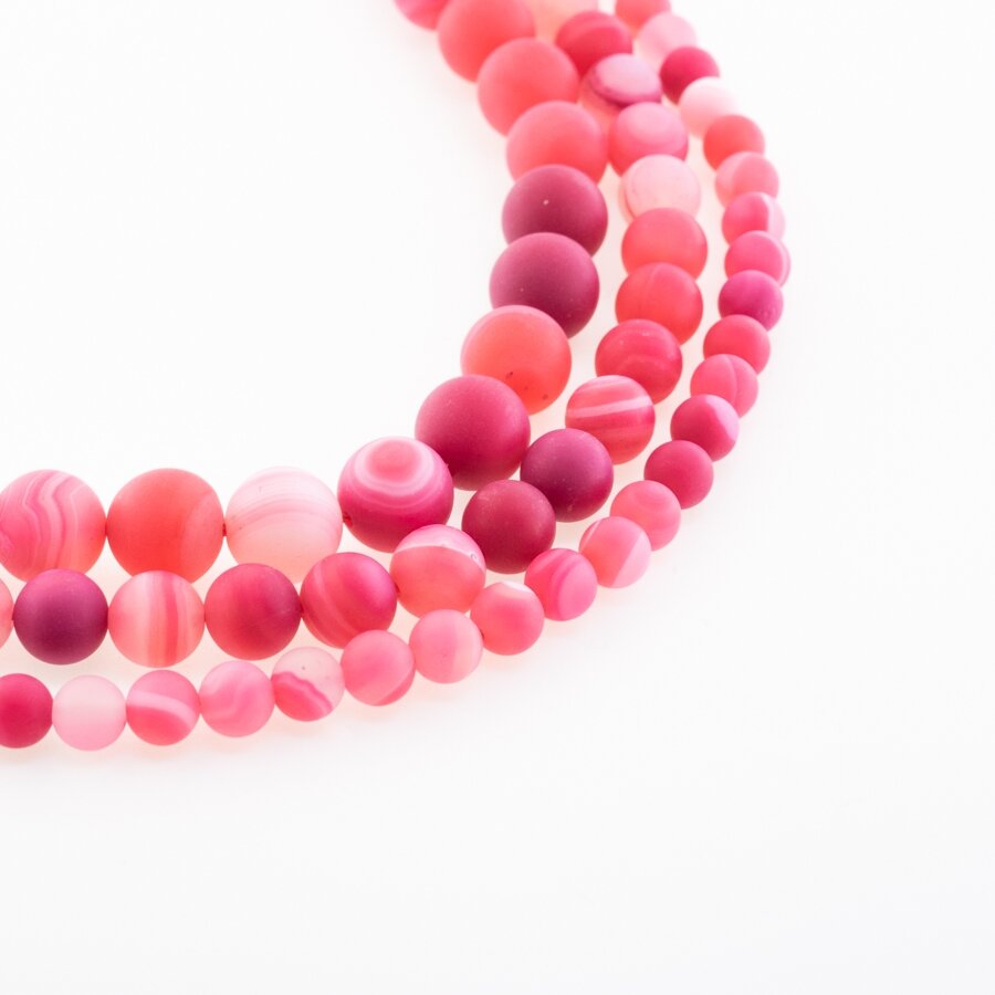 Striped Agate, Natural, A Grade, Dyed, Matte Round Bead, Light Pink, 37-39 cm/strand, 4, 6, 8, 10, 12, 14 mm Striped Agate, Natural, A Grade, Dyed, Matte Round Bead, Light Pink, 37-39 cm/strand, 4, 6, 8, 10, 12, 14 mm