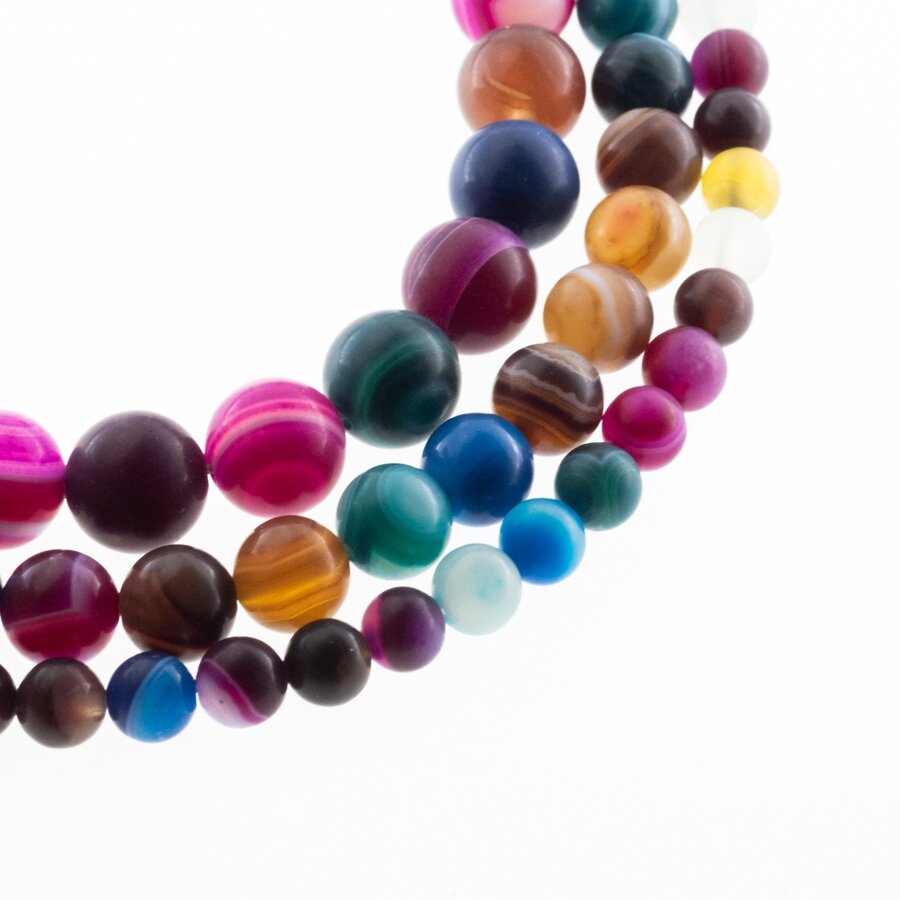 Striped Agate, Natural, A Grade, Dyed, Matte Round Bead, Dark Mixed Colors, 37-39 cm/strand, 4, 6, 8, 10, 12, 14 mm Striped Agate, Natural, A Grade, Dyed, Matte Round Bead, Dark Mixed Colors, 37-39 cm/strand, 4, 6, 8, 10, 12, 14 mm
