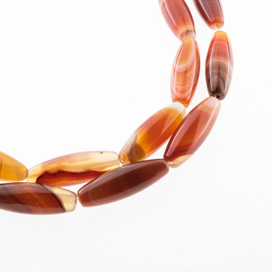 Striped Agate, Natural, A Grade, Dyed, Oval Bead, Red, 37-39 cm/strand, 10x30 mm Striped Agate, Natural, A Grade, Dyed, Oval Bead, Red, 37-39 cm/strand, 10x30 mm