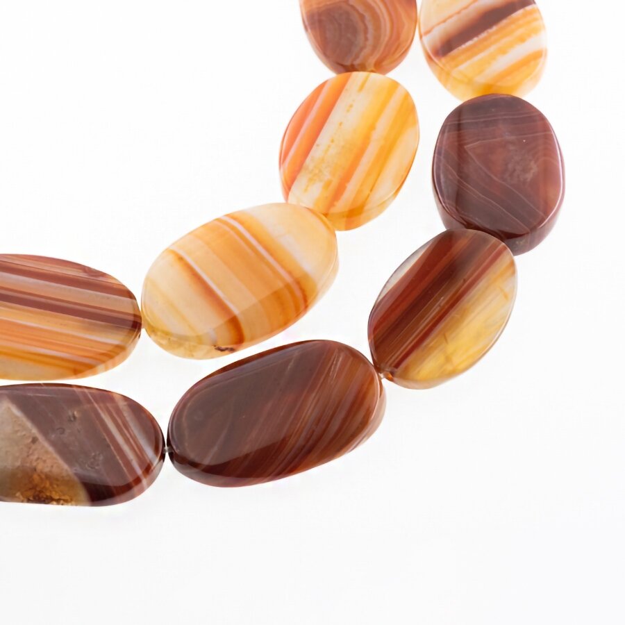 Striped Agate, Natural, A Grade, Dyed, Hand-cut Flat Oval Bead, Red, 37-39 cm/strand, about 20x28-24x35 mm Striped Agate, Natural, A Grade, Dyed, Hand-cut Flat Oval Bead, Red, 37-39 cm/strand, about 20x28-24x35 mm