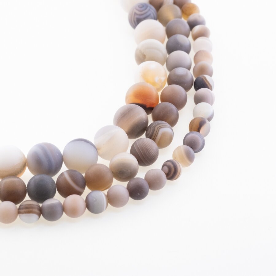 Striped Agate, Natural, A Grade, Matte Round Bead, Brown-Grey, 37-39 cm/strand, 4, 6 ,8, 10, 12, 14, 16 mm