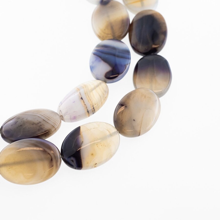 Striped Agate, Natural, B Grade, Dyed, Puffed Oval Bead, Violet, 37-39 cm/strand, 18x25 mm Striped Agate, Natural, B Grade, Dyed, Puffed Oval Bead, Violet, 37-39 cm/strand, 18x25 mm