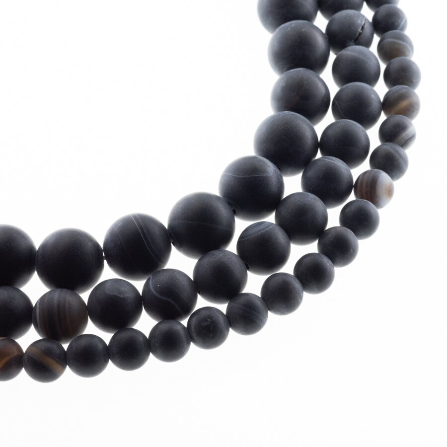 Striped Agate, Natural, B Grade, Dyed, Matte Round Bead, Black, 37-39 cm/strand, 4, 6, 8, 10, 12, 14 mm Striped Agate, Natural, B Grade, Dyed, Matte Round Bead, Black, 37-39 cm/strand, 4, 6, 8, 10, 12, 14 mm