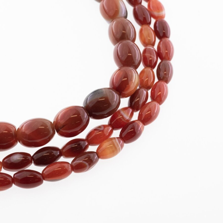 Striped Agate, Natural, B Grade, Dyed, Oval Bead, Red, 37-39 cm/strand, 6x10, 10x12 mm Striped Agate, Natural, B Grade, Dyed, Oval Bead, Red, 37-39 cm/strand, 6x10, 10x12 mm