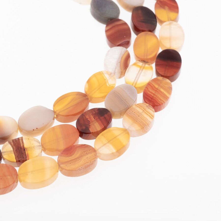 Striped Agate, Natural, B Grade, Dyed, Flat Oval Bead, Red, 37-39 cm/strand, 10x15 mm Striped Agate, Natural, B Grade, Dyed, Flat Oval Bead, Red, 37-39 cm/strand, 10x15 mm