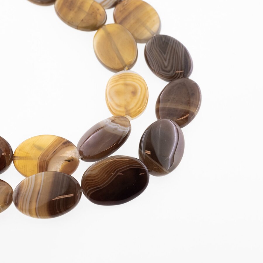 Striped Agate, Natural, B Grade, Puffed Oval Bead, Coffee, 37-39 cm/strand, about 12x14, 18x25 mm Striped Agate, Natural, B Grade, Puffed Oval Bead, Coffee, 37-39 cm/strand, about 12x14, 18x25 mm