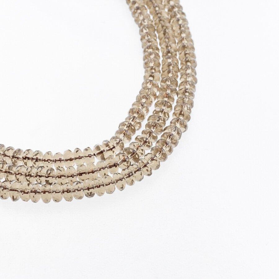 Smoky Quartz, Reconstituted, Faceted Abacus Rondelle Bead, Brown, 37-39 cm/strand, 6x4 mm Smoky Quartz, Reconstituted, Faceted Abacus Rondelle Bead, Brown, 37-39 cm/strand, 6x4 mm
