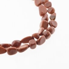 Goldstone/Aventurine Glass, Synthetic, AB Grade, Nugget Bead, Brown, 37-39 cm/strand, about 6x8-8x10 mm