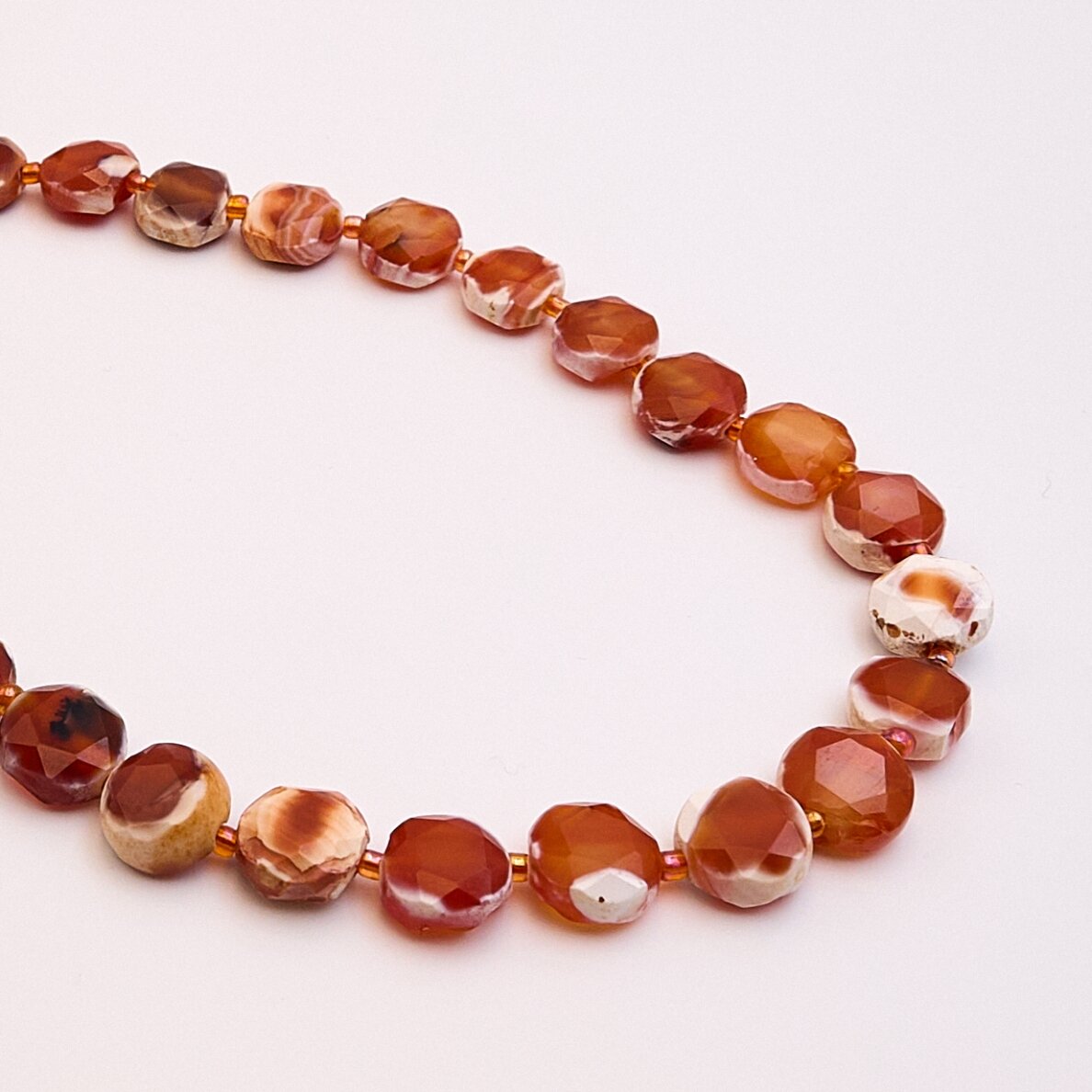 Fire Agate, natural, A quality, faceted, flat disc shape, 39-40 cm/strand, 12 mm Fire Agate, natural, A quality, faceted, flat disc shape, 39-40 cm/strand, 12 mm