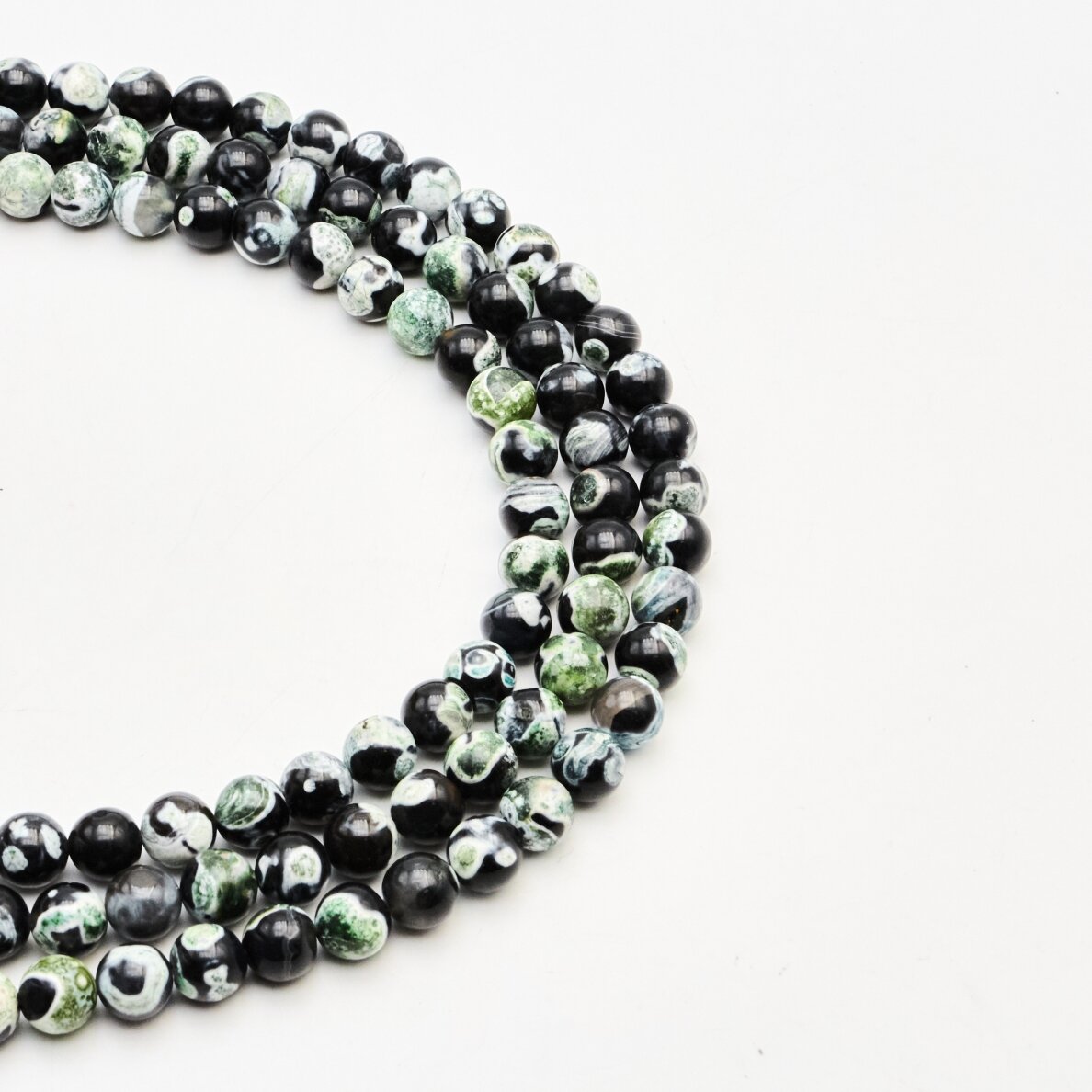 Fire Agate, Natural, B Grade, Dyed, Round Bead, Green-Black, 37-39 cm/strand, 4 mm Fire Agate, Natural, B Grade, Dyed, Round Bead, Green-Black, 37-39 cm/strand, 4 mm