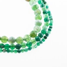 Fire Agate, Natural, B Grade, Dyed, Faceted Round Bead, Green-White, 37-39 cm/strand, 4, 6, 8, 10, 12, 14 mm
