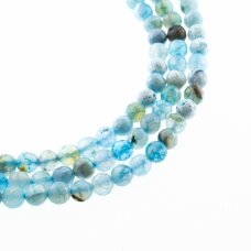 Fire Agate, Natural, B Grade, Dyed, Faceted Round Bead, Sky Blue-White, 37-39 cm/strand, 4, 6, 8, 10, 12, 14 mm
