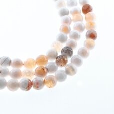 Fire Agate, Natural, B Grade, Dyed, Faceted Round Bead, White-Red, 37-39 cm/strand, 4, 6, 8, 10, 12, 14 mm