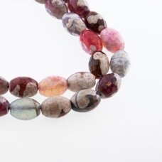 Fire Agate, Natural, B Grade, Dyed, Faceted Oval Bead, Pink-Multicolor, 37-39 cm/strand, 12x16 mm