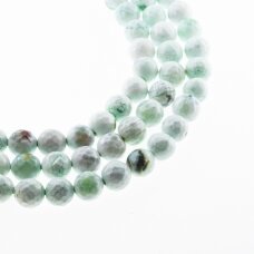 Fire Agate, Natural, Dyed, Faceted Round Bead, Milky White-Green, 37-39 cm/strand, 4, 6, 8, 10, 12, 14 mm