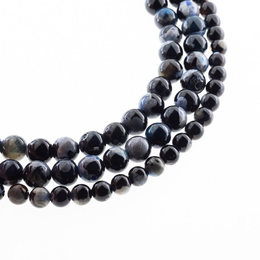 Fire Agate, Natural, B Grade, Dyed, Round Bead, Blue-Black, 37-39 cm/strand, 4, 6, 8, 10, 12, 14 mm Fire Agate, Natural, B Grade, Dyed, Round Bead, Blue-Black, 37-39 cm/strand, 4, 6, 8, 10, 12, 14 mm