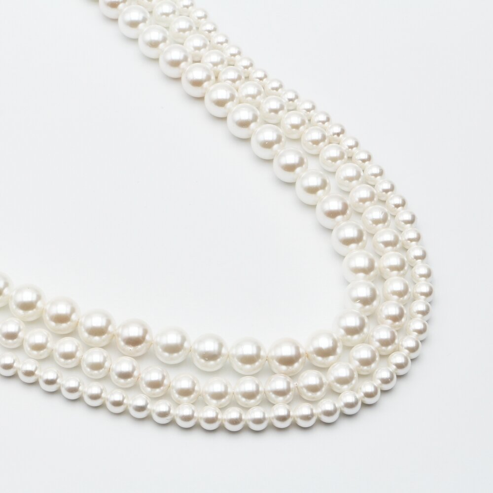 Shell Pearl, Reconstituted, B Grade, Round Bead, Pearl White, 39 cm/strand