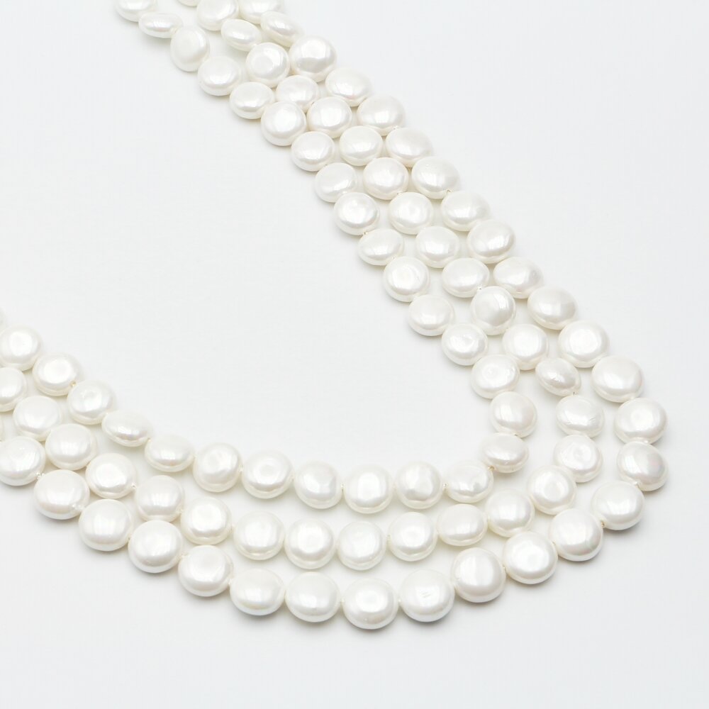 Shell Pearl, Reconstituted, B Grade, Puffed Disc Bead, White, 39 cm/strand, 25 mm Shell Pearl, Reconstituted, B Grade, Puffed Disc Bead, White, 39 cm/strand, 25 mm