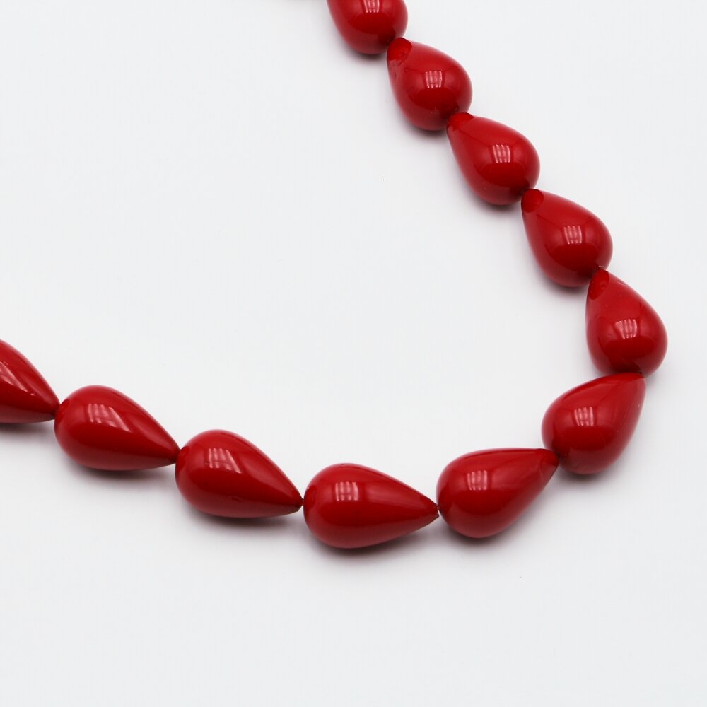 Shell Pearl, Reconstituted, B Grade, Teardrop Bead, Red, 39 cm/strand, about 16x20 mm Shell Pearl, Reconstituted, B Grade, Teardrop Bead, Red, 39 cm/strand, about 16x20 mm