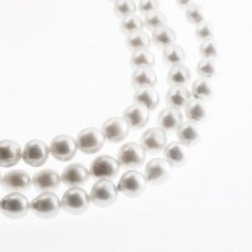 Słodkowodne perły, B+ jakość, barokowy kształt, biały kolor, 35-36 cm/nić, około 8-9 mm
