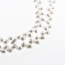 Freshwater Pearl, Cultured, B Grade, Herringbone-drilled Rice Bead, White, 35-36 cm/strand, about 5-6 mm
