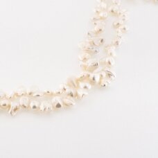 Słodkowodne perły, B jakość, kształt płaskiego dysku, wiercenie u góry, biały kolor, 35-36 cm/nić, około 7-8 mm