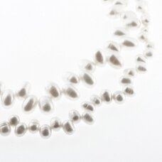 Słodkowodne perły, B jakość, ryżu kształt, wiercenie u góry, biały kolor, 35-36 cm/nić, około 5-6, 7-8 mm