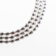 Freshwater Pearl, Cultured, B Grade, Rice Bead, Grey (dyed), 35-36 cm/strand, about 5-6, 7-8 mm