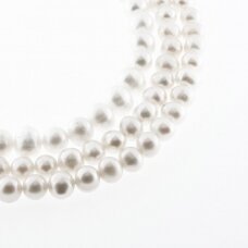 Freshwater Pearl, Cultured, BC Grade, Semi-round Bead, White, 35-36 cm/strand, about 7-8, 8-9 mm