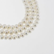 Gėlavandeniai perlai, kultivuoti, C kokybė, kukurūzų forma, balta spalva, 35-36 cm/gija, apie 5-6, 6-7 mm