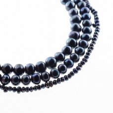 Freshwater Pearl, Cultured, C Grade, Semi-round Bead, Peacock Blue (dyed), 35-36 cm/strand, about 2-3, 3-4, 5-6, 6-7, 7-8, 9-10, 11-12 mm