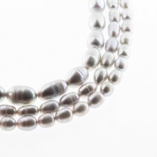 Freshwater Pearl, Cultured, C Grade, Rice Bead, Grey (dyed), 35-36 cm/strand, about 6-7, 8-9, 9-10, 11-12 mm