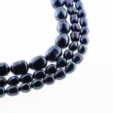 Freshwater Pearl, Cultured, C Grade, Rice Bead, Peacock Blue (dyed), 35-36 cm/strand, about 6-7, 8-9, 9-10, 11-12 mm
