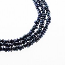 Freshwater Pearl, Cultured, CD Grade, Button Rondelle Bead, Peacock Blue (dyed), 35-36 cm/strand, about 3-4, 4-5, 7-8, 8-9 mm