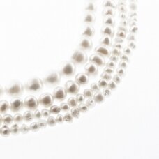 Freshwater Pearl, Cultured, CD+ Grade, Semi-round Bead, White, 35-36 cm/strand, about 4-5, 6-7, 8-9 mm