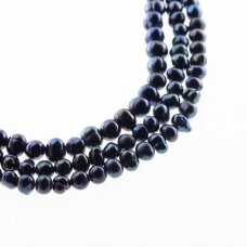 Freshwater Pearl, Cultured, CD+ Grade, Semi-round Bead, Peacock Blue (dyed), 35-36 cm/strand, about 4-5, 6-7, 8-9 mm