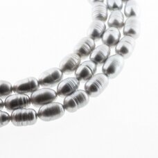 Freshwater Pearl, Cultured, D Grade, Rice Bead, Grey (dyed), 35-36 cm/strand, about 8-9 mm